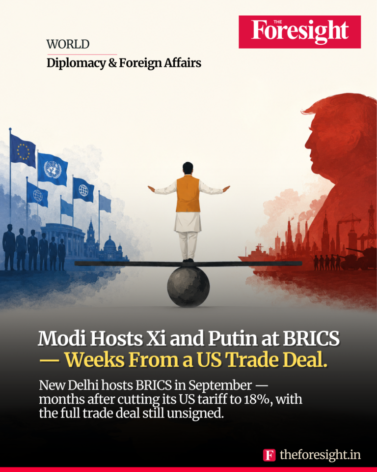 India Chairs BRICS 2026 Amid US Trade Deal - Briefing Poster - The Foresight