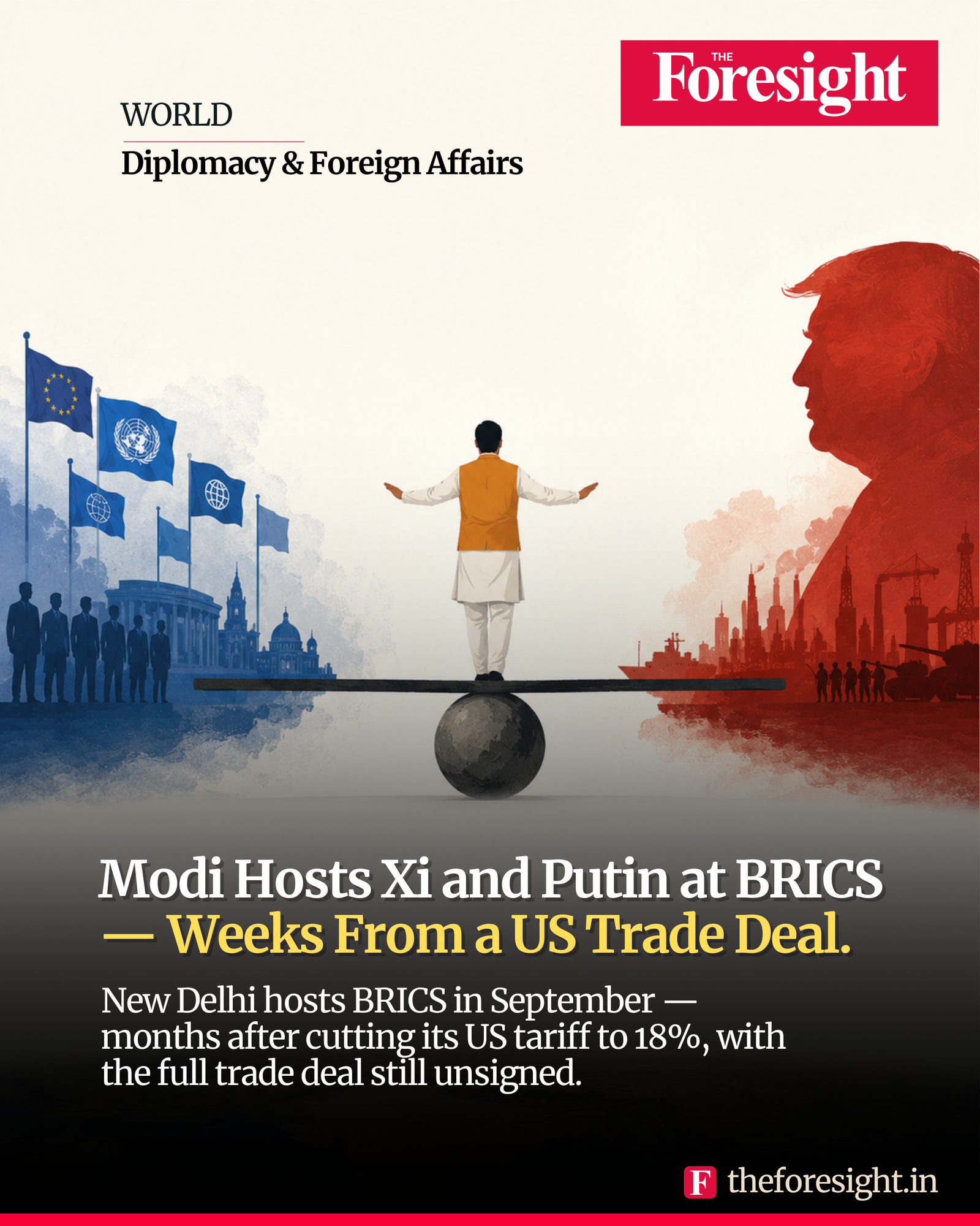India Chairs BRICS 2026 Amid US Trade Deal - Briefing Poster - The Foresight